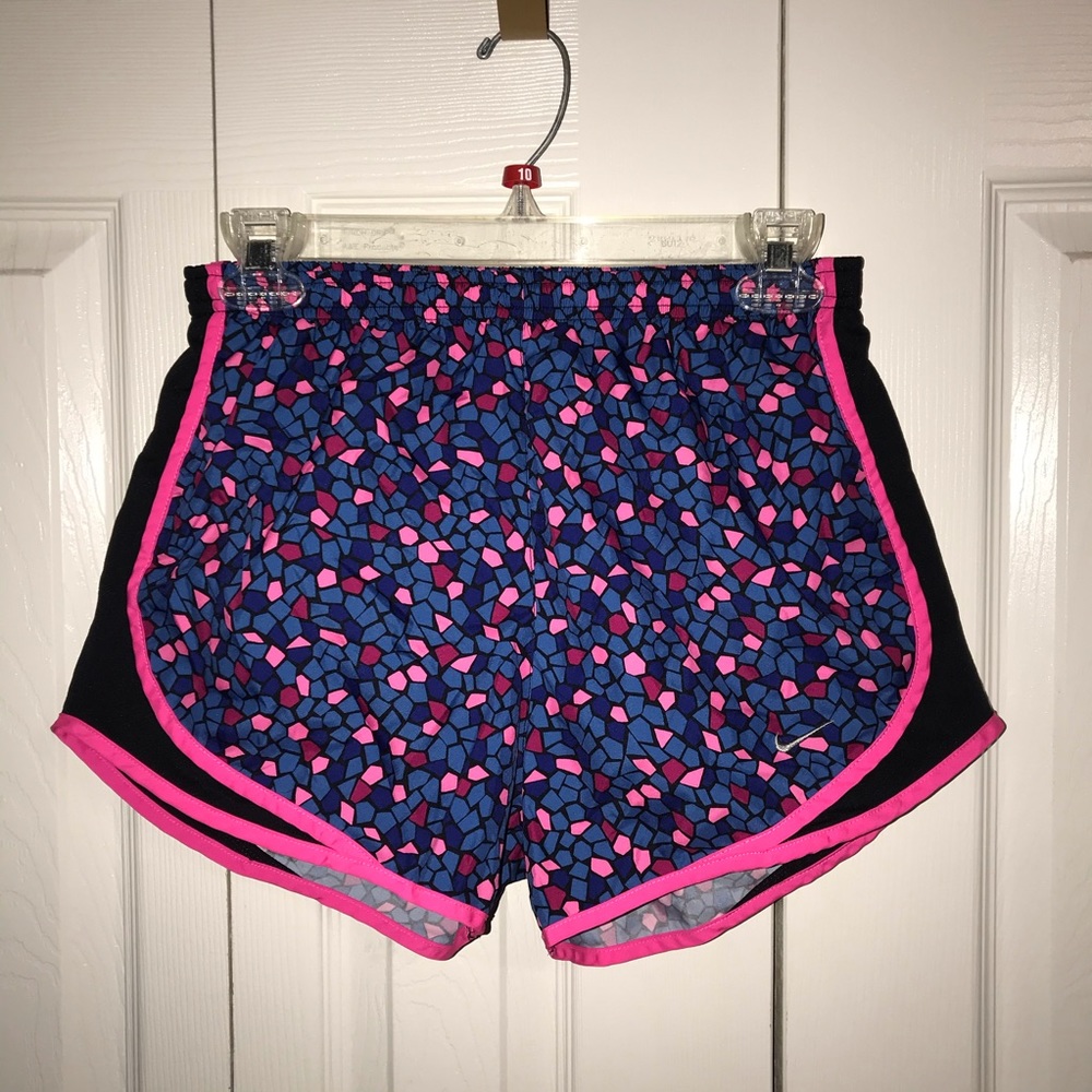 Pink and blue Nike dri-fit running shorts